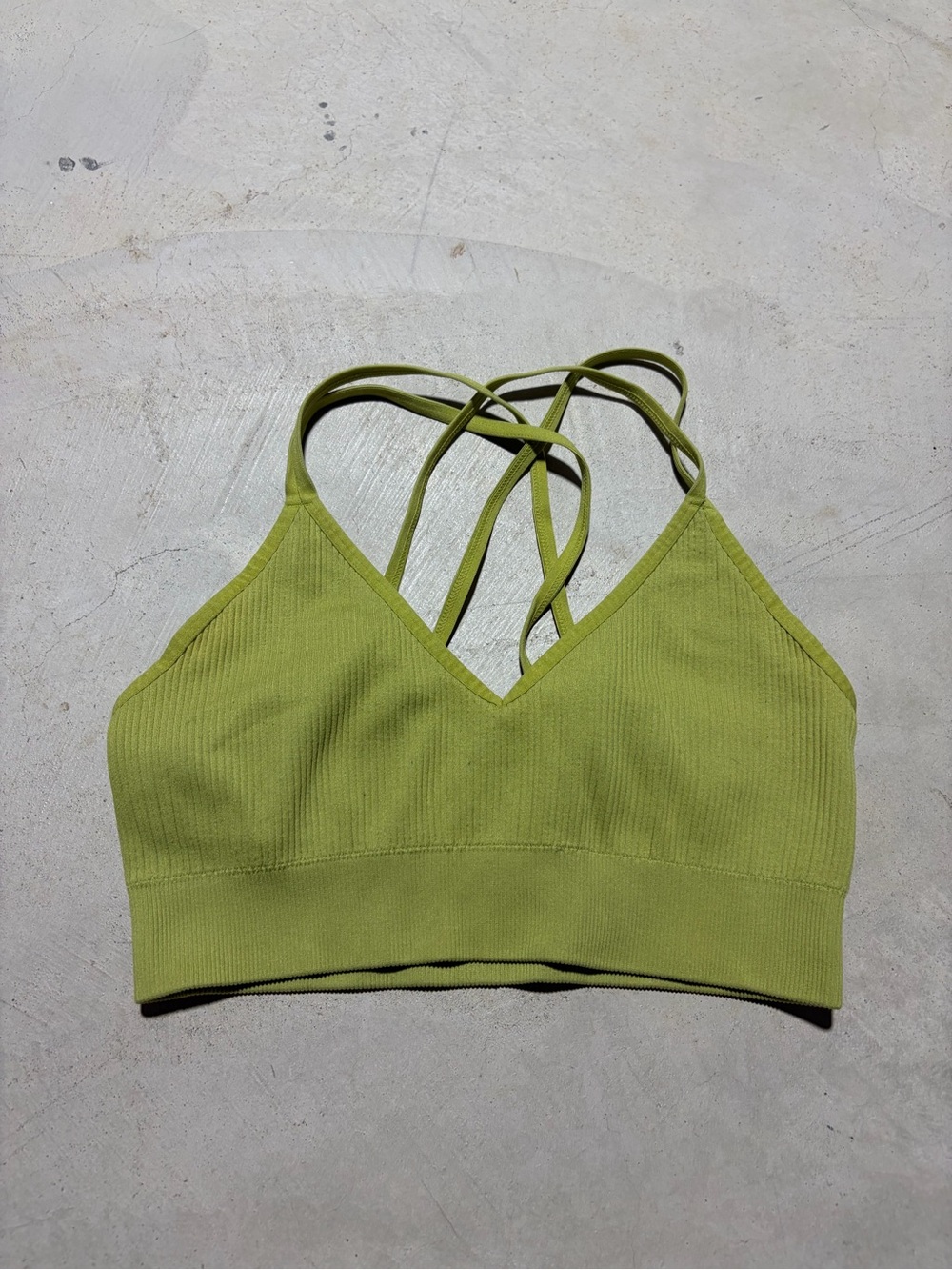 Aerie Green ribbed Strappy Bralette medium